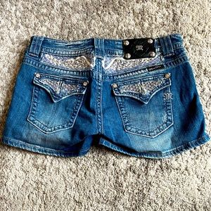 Miss Me diamond & lace denim shorts